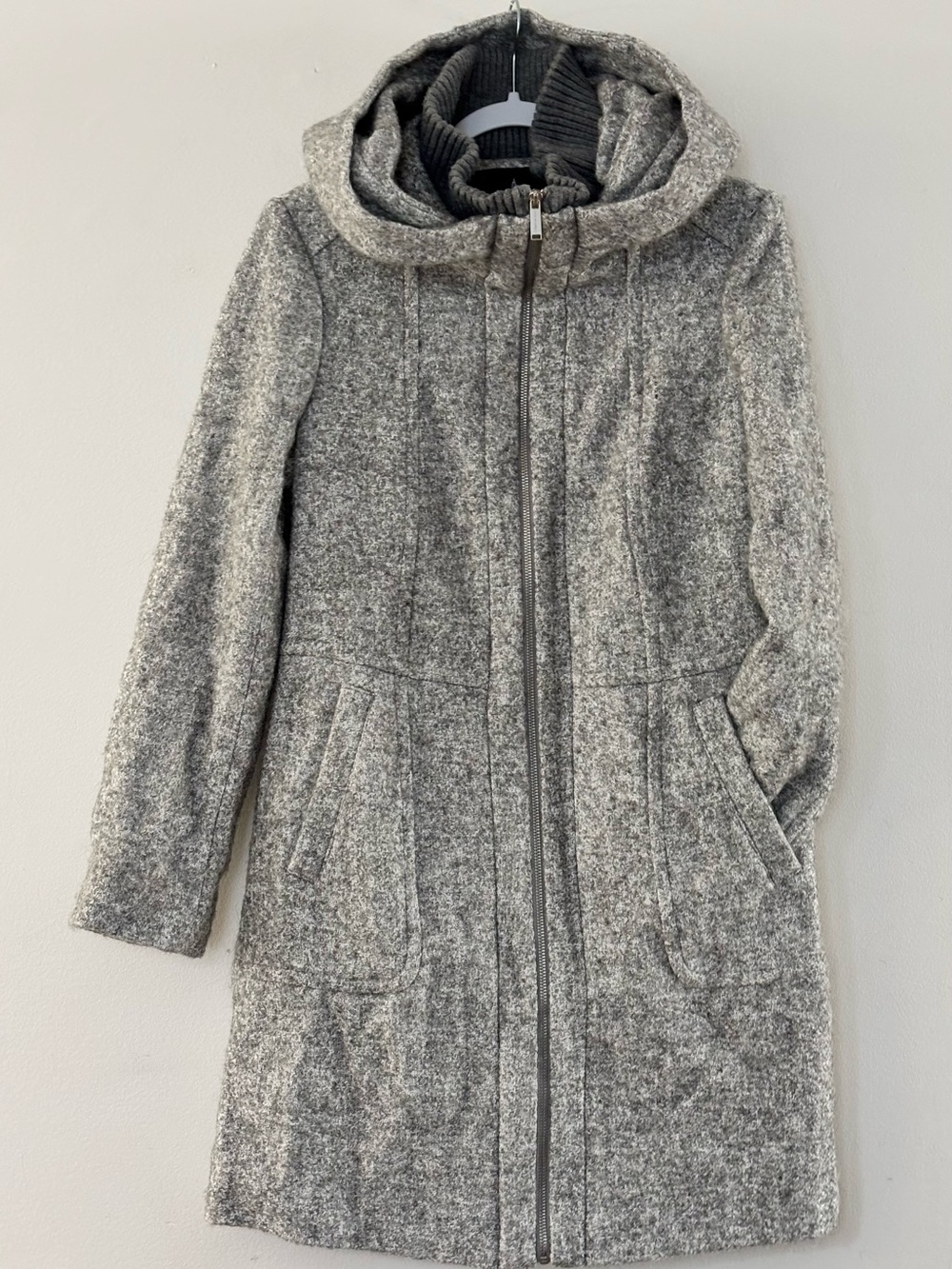 London Fog Gray Hooded Wool-Blend Trench Coat